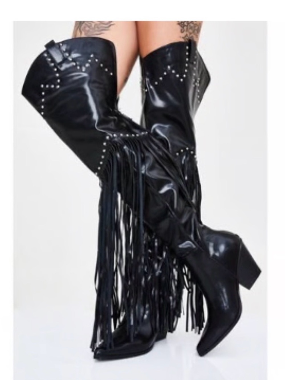 Cape Robbin Black Fringe Over-the-Knee Montana Boots